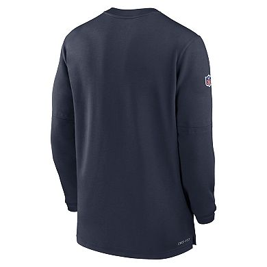 Men's Nike  Navy Chicago Bears 2023 Sideline Performance Long Sleeve Quarter-Zip Top