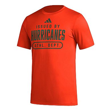 Men's adidas Orange Miami Hurricanes Sideline AEROREADY Pregame T-Shirt