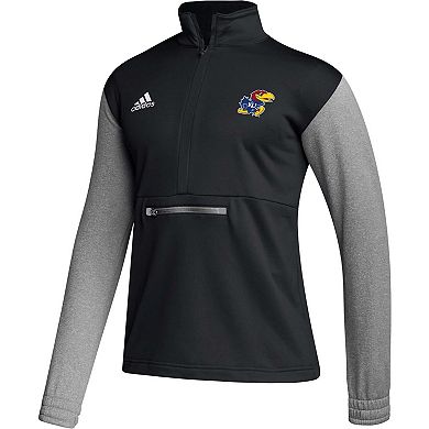 Men's adidas Black Kansas Jayhawks Team Issue AEROREADY Quarter-Zip Jacket