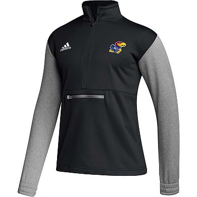 Men's adidas Black Kansas Jayhawks Sideline AEROREADY Half-Zip Top