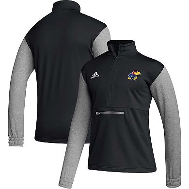 Men's adidas Black Kansas Jayhawks Team Issue AEROREADY Quarter-Zip Jacket