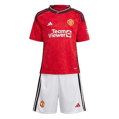 Toddler adidas Red Manchester United 2023/24 Home Mini Kit