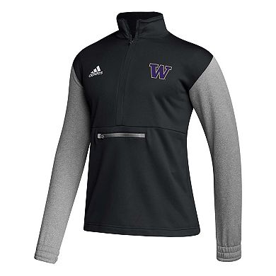 Men's adidas Black Washington Huskies Sideline AEROREADY Half-Zip Top