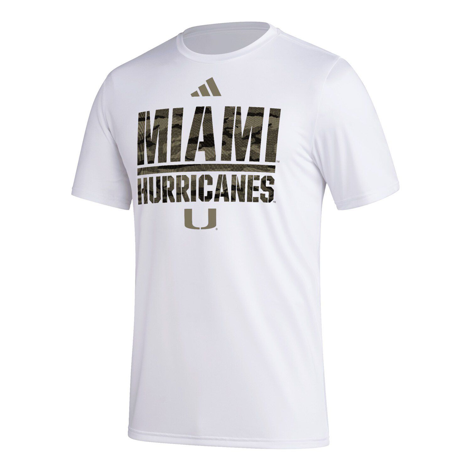 Men's Adidas White Miami Hurricanes Military Appreciation Pregame ...