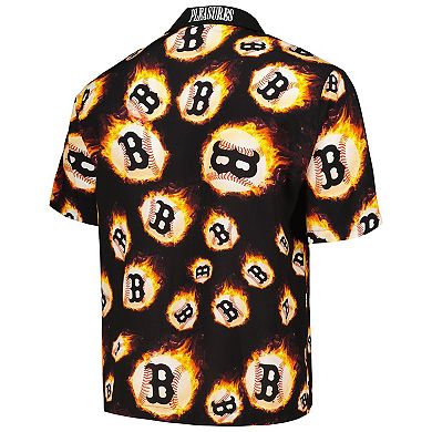 Men's Black Boston Red Sox Flame Fireball Button-Up Shirt