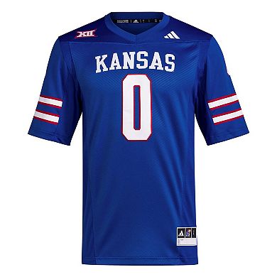 Men's adidas #0 Royal Kansas Jayhawks Premier Football Jersey