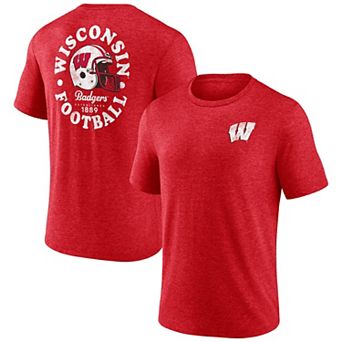 Men's Fanatics Branded Heather Red Wisconsin Badgers Old-School Bold Tri-Blend T-Shirt