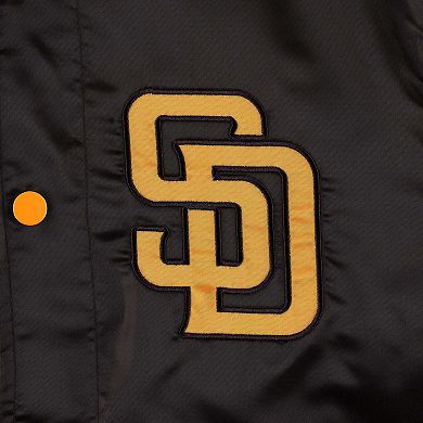 Men's Starter Brown San Diego Padres Midfield Satin Full-Snap Varsity Jacket