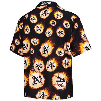 Men's Black Oakland Athletics Flame Fireball Button-Up Shirt