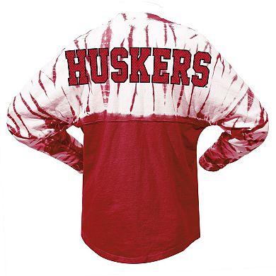 Women's Scarlet Nebraska Huskers Tie-Dye Long Sleeve Jersey T-Shirt