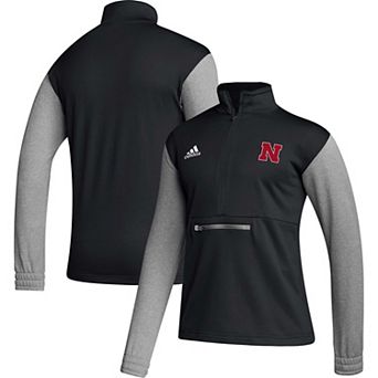 Men's adidas Black Nebraska Huskers Team Issue AEROREADY Quarter-Zip Jacket