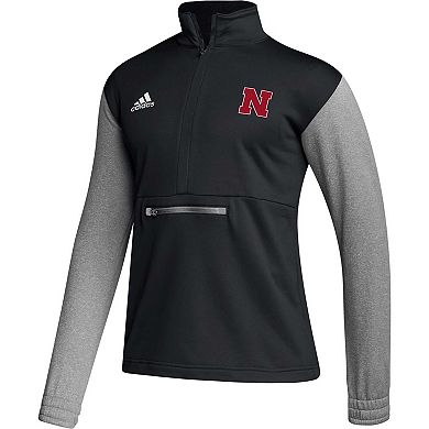 Men's adidas Black Nebraska Huskers Team Issue AEROREADY Quarter-Zip Jacket