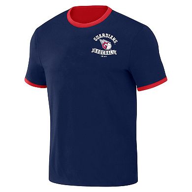 Men's Darius Rucker Collection by Fanatics Navy/Red Cleveland Guardians Two-Way Ringer Reversible T-Shirt