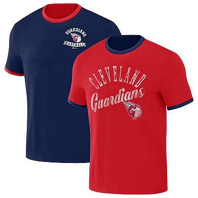 Men's Darius Rucker Collection by Fanatics Navy/Red Cleveland Guardians Two-Way Ringer Reversible T-Shirt