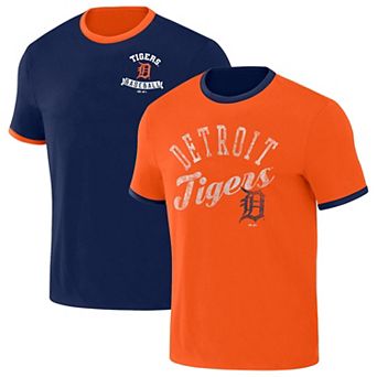 Men's Darius Rucker Collection by Fanatics Navy/Orange Detroit Tigers Two-Way Ringer Reversible T-Shirt
