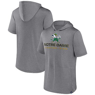 Men's Fanatics Branded Heather Gray Notre Dame Fighting Irish Modern Stack Hoodie T-Shirt