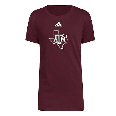 Youth adidas Maroon Texas A&M Aggies 2023 Sideline Locker Room Logo Fresh T-Shirt