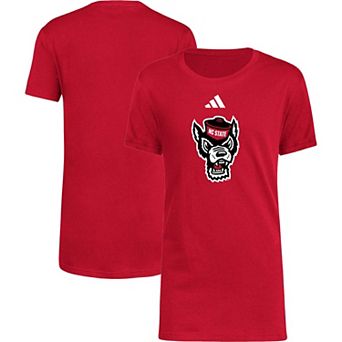 Youth adidas Red NC State Wolfpack 2023 Sideline Locker Room Logo Fresh T-Shirt