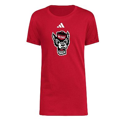 Youth adidas Red NC State Wolfpack 2023 Sideline Locker Room Logo Fresh T-Shirt