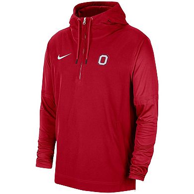 Men's Nike Scarlet Ohio State Buckeyes 2023 Sideline Player Quarter-Zip Hoodie Jacket