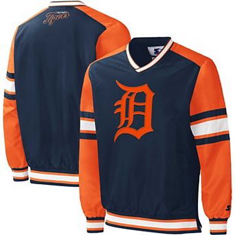 Men's Starter Navy Detroit Tigers Yardline Pullover Windbreaker