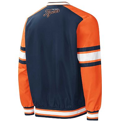 Men's Starter Navy Detroit Tigers Yardline V-Neck Pullover Windbreaker