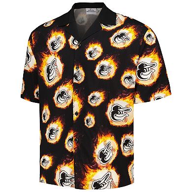 Men's Black Baltimore Orioles Flame Fireball Button-Up Shirt