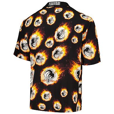 Men's Black Baltimore Orioles Flame Fireball Button-Up Shirt