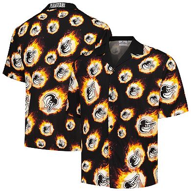 Men's Black Baltimore Orioles Flame Fireball Button-Up Shirt