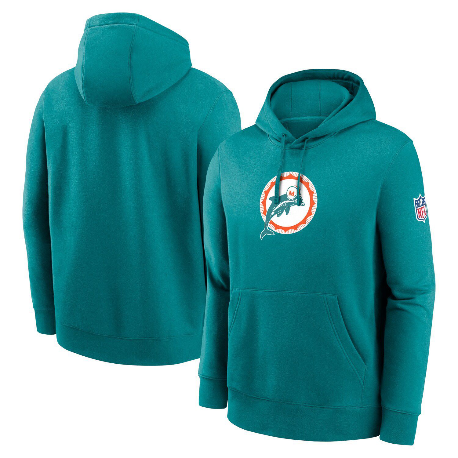 Men's Starter Aqua/Heather Charcoal Miami Dolphins Extreme Vintage Logos Pullover Hoodie Size: Small