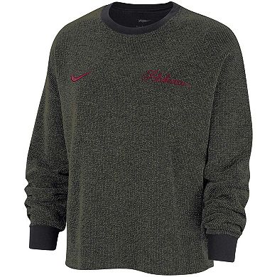 Women's Nike Black Alabama Crimson Tide Yoga Script Pullover Sweatshirt