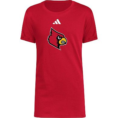 Youth adidas Red Louisville Cardinals 2023 Sideline Locker Room Logo Fresh T-Shirt