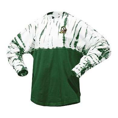 Women's Green Oregon Ducks Tie-Dye Long Sleeve Jersey T-Shirt