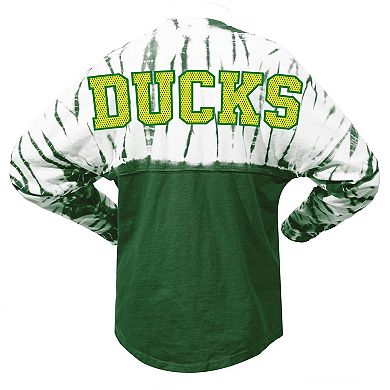 Women's Green Oregon Ducks Tie-Dye Long Sleeve Jersey T-Shirt