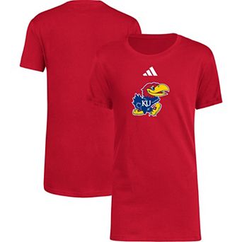 Youth adidas Red Kansas Jayhawks 2023 Sideline Locker Room Logo Fresh T-Shirt