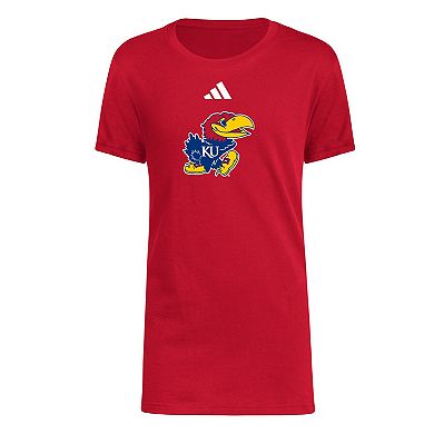 Youth adidas Red Kansas Jayhawks 2023 Sideline Locker Room Logo Fresh T-Shirt