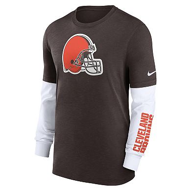 Men's Nike Heather Brown Cleveland Browns Slub Fashion Long Sleeve T-Shirt