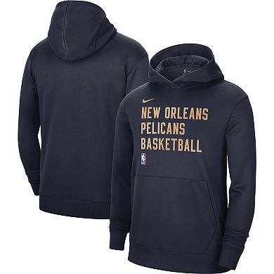 Unisex Nike Navy New Orleans Pelicans 2023/24 Performance Spotlight On-Court Practice Pullover Hoodie