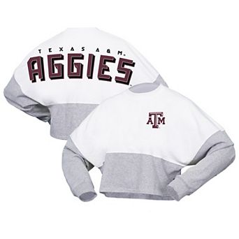 Women's Spirit Jersey White Texas A&M Aggies Heather Block Cropped Long Sleeve Jersey T-Shirt