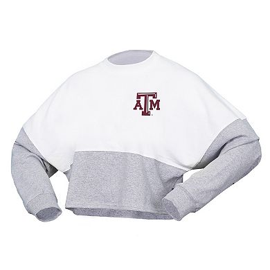 Women's Spirit Jersey  White Texas A&M Aggies Heather Block Cropped Long Sleeve Jersey T-Shirt