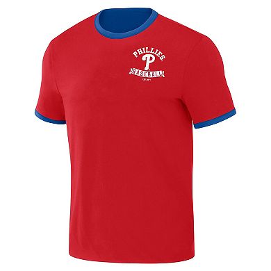 Men's Darius Rucker Collection by Fanatics Red/Royal Philadelphia Phillies Two-Way Ringer Reversible T-Shirt