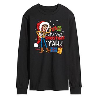 Disney / Pixar's Toy Story 4 Woody Men's Merry Christmas Y'all Long Sleeve Graphic Tee