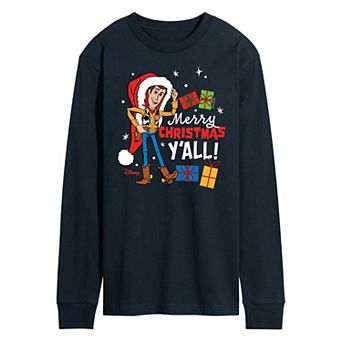 Disney / Pixar's Toy Story 4 Woody Men's Merry Christmas Y'all Long Sleeve Graphic Tee