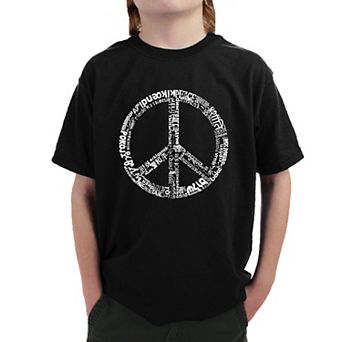 THE WORD PEACE IN 77 LANGUAGES - Boy's Word Art T-shirt