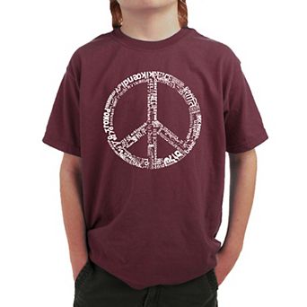 THE WORD PEACE IN 77 LANGUAGES - Boy's Word Art T-shirt