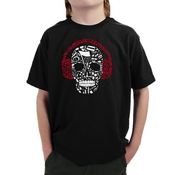 Music Notes Skull - Boy's Word Art T-shirt