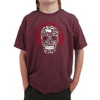 Music Notes Skull - Boy's Word Art T-shirt