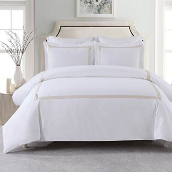 Adeline Percale Embroidered Duvet Cover Set - 100% Cotton