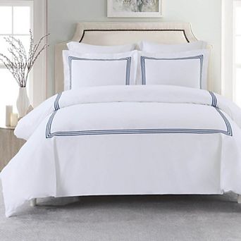 Adeline Percale Embroidered Duvet Cover Set - 100% Cotton