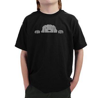 Peeking Dog - Boy's Word Art T-shirt